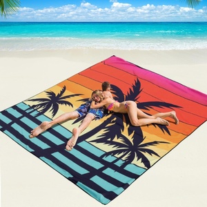 image:imageWIWIGO Beach Blanket Waterproof Sandproof Beach Mat 79 X 8310x9for 28 Adults Quick Drying Outdoor Picnic Mat Beach Accessories for Travel Camping HikingCoconut Treestriped Gradient