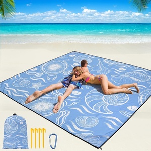 image:imageWIWIGO Beach Blanket Waterproof Sandproof Beach Mat 79 X 8310x9for 28 Adults Quick Drying Outdoor Picnic Mat Beach Accessories for Travel Camping HikingSea Creature  Blue