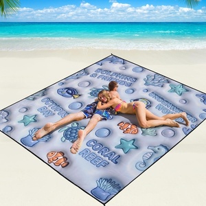 image:imageWIWIGO Beach Blanket Waterproof Sandproof Beach Mat 79 X 8310x9for 28 Adults Quick Drying Outdoor Picnic Mat Beach Accessories for Travel Camping Hiking3d  Ocean Light Blue