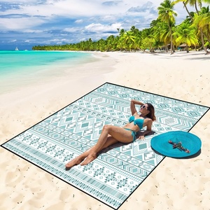 image:imageWIWIGO Beach Blanket Waterproof Sandproof Beach Mat 79 X 8310x9for 28 Adults Quick Drying Outdoor Picnic Mat Beach Accessories for Travel Camping HikingBoho Style Green